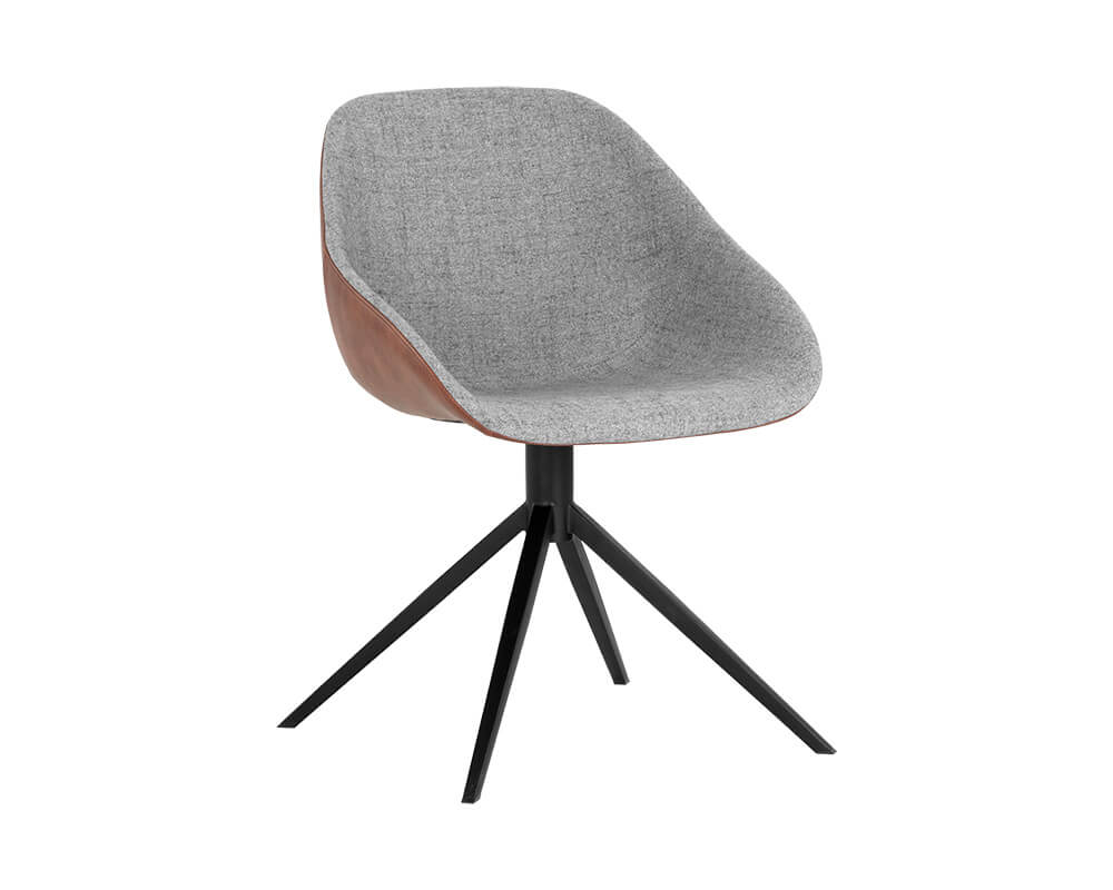 SUNPAN Mccoy Swivel Dining Chair - November Grey / Cinnamon Brown 107564