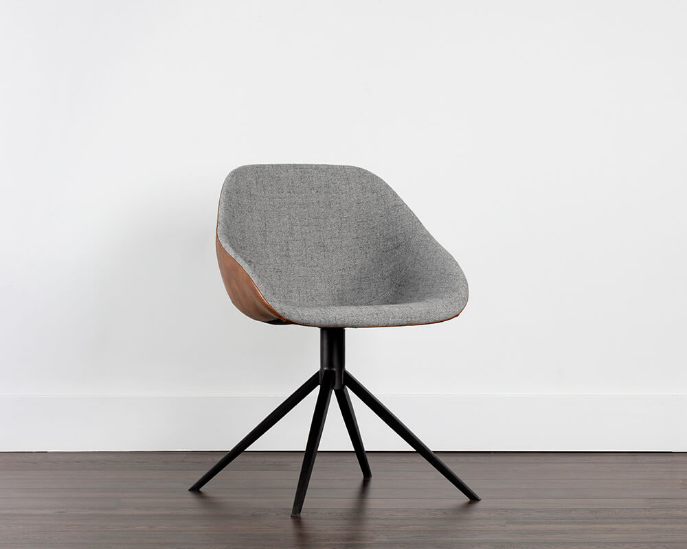 SUNPAN Mccoy Swivel Dining Chair - November Grey / Cinnamon Brown 107564