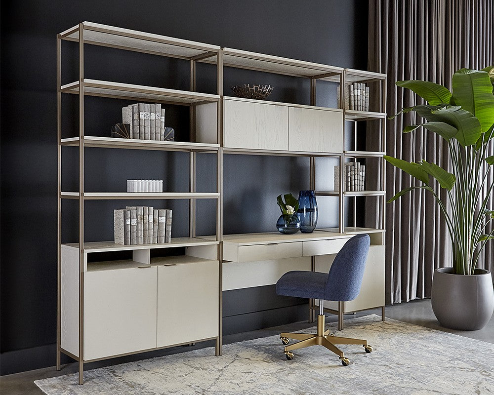 SUNPAN Ambrose Modular Bookcase - Small - Champagne Gold - Cream 107645