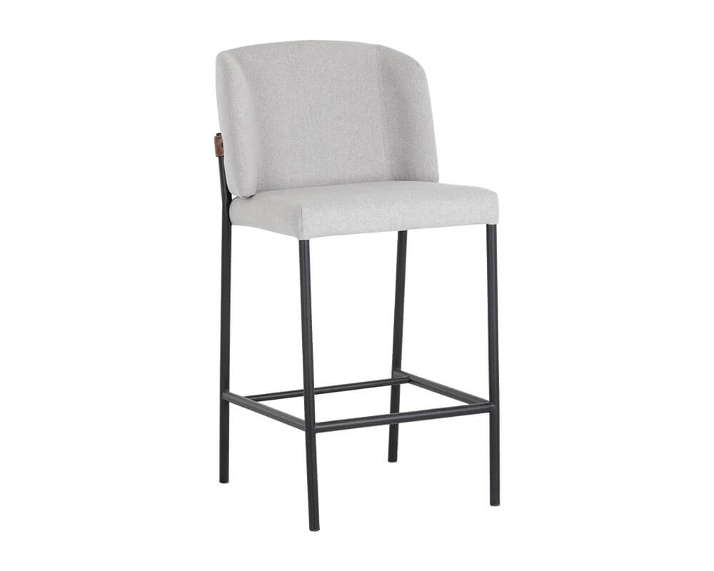 SUNPAN Pearce Counter Stool - Light Grey / Bravo Cognac SET OF TWO 107962