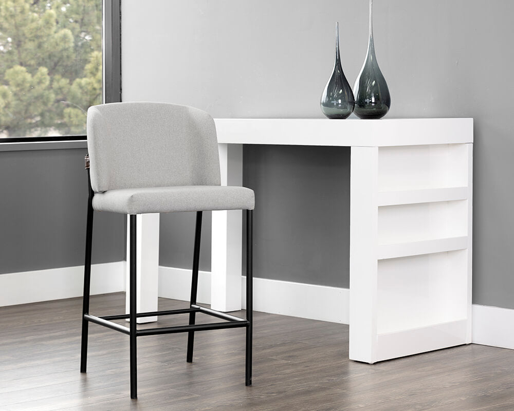 SUNPAN Pearce Counter Stool - Light Grey / Bravo Cognac SET OF TWO 107962