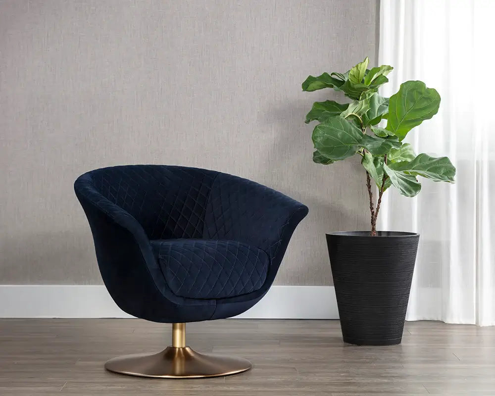Sunpan Carine Swivel Lounge Chair Abbington Navy 108045