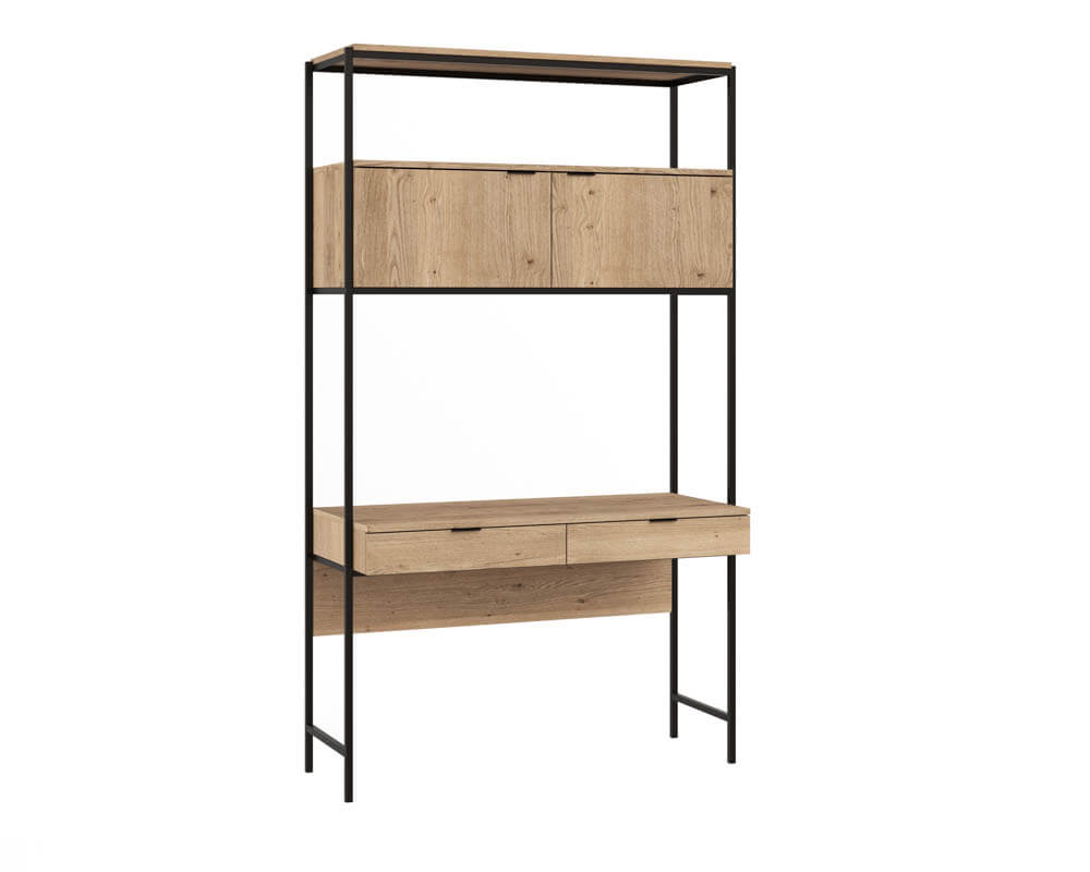 SUNPAN Ambrose Modular Wall Desk Rustic Oak Black 108795