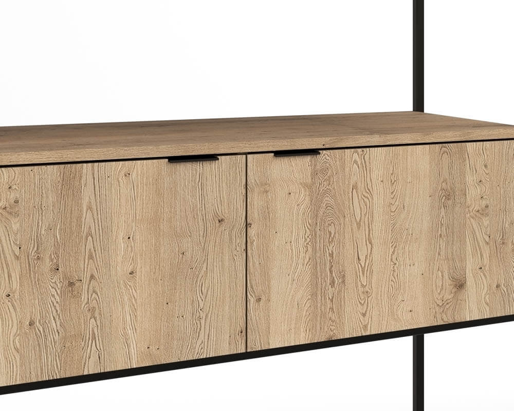SUNPAN Ambrose Modular Wall Desk Rustic Oak Black 108795