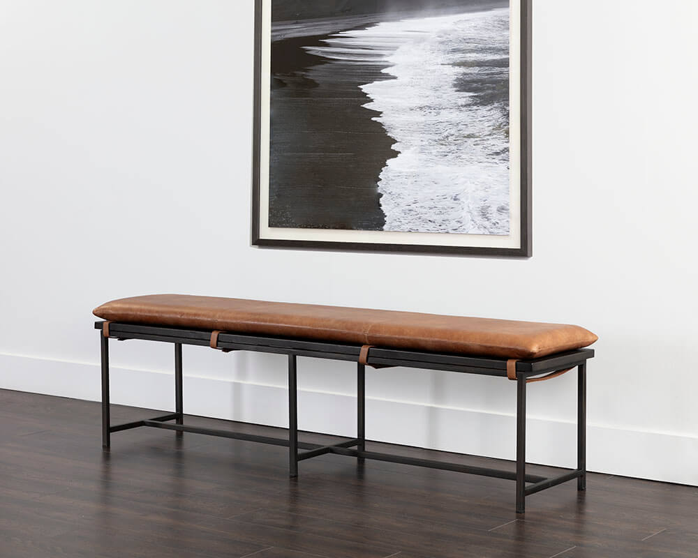 SUNPAN Zancor Bench - Tan Leather 109404