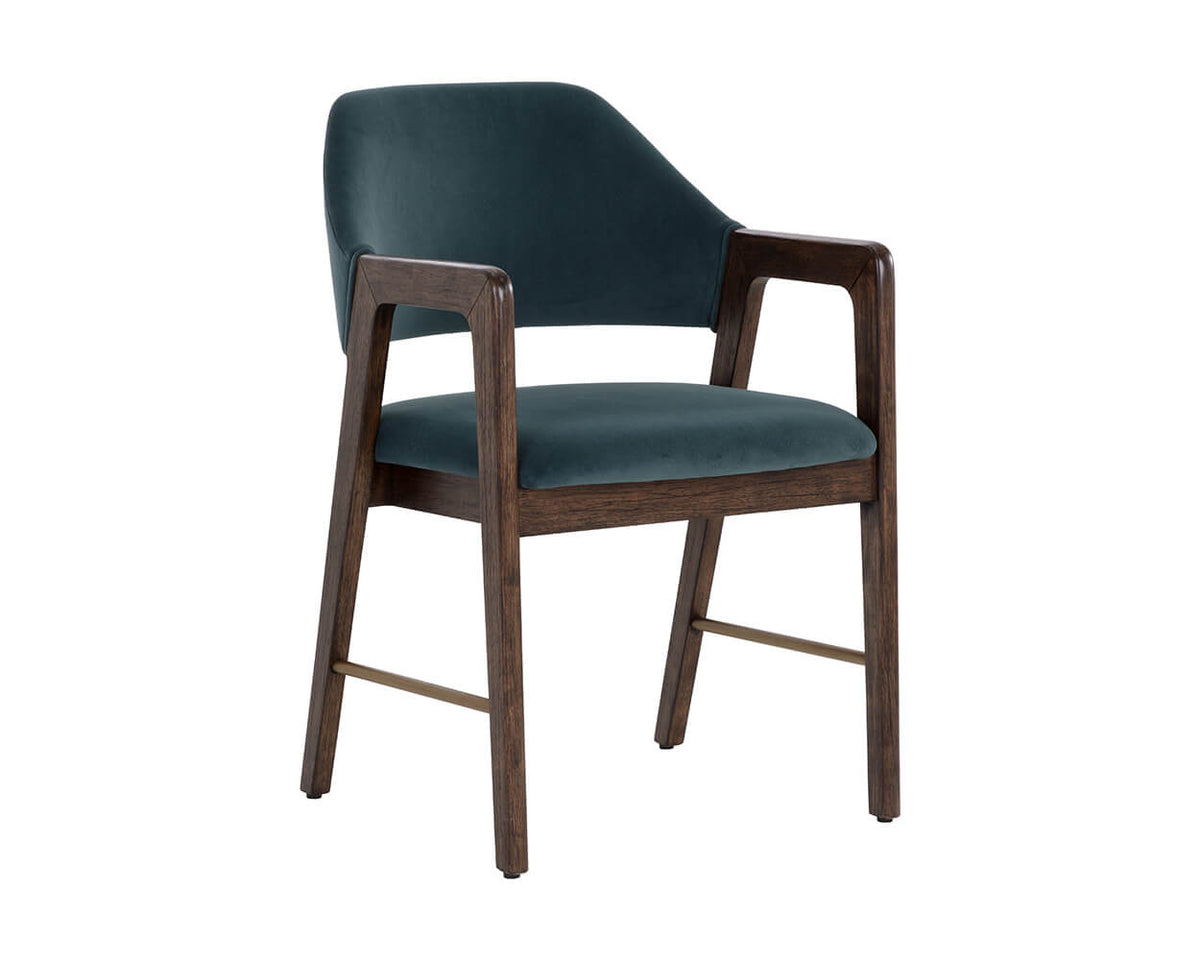 SUNPAN Milton Dining Armchair - Smoke Acacia - Meg Dusty Teal 109807