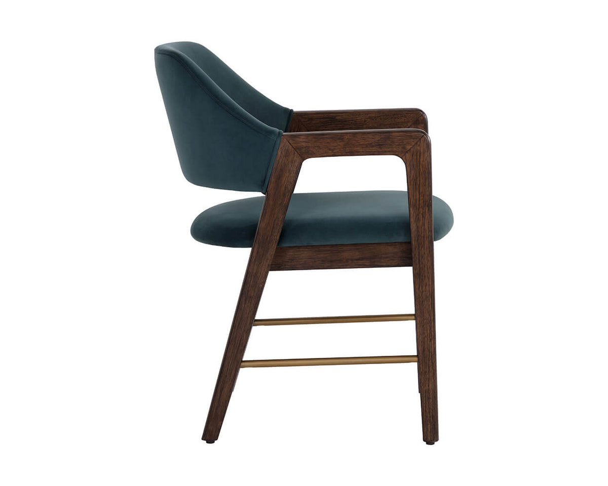 SUNPAN Milton Dining Armchair - Smoke Acacia - Meg Dusty Teal 109807