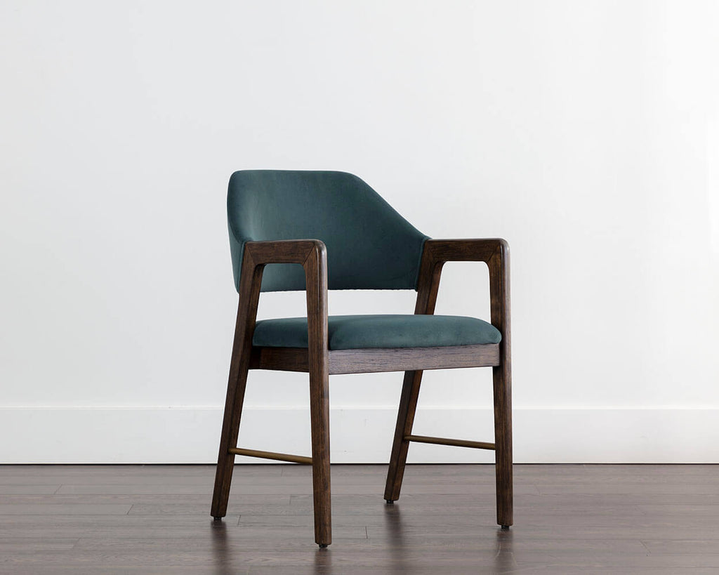 SUNPAN Milton Dining Armchair - Smoke Acacia - Meg Dusty Teal 109807
