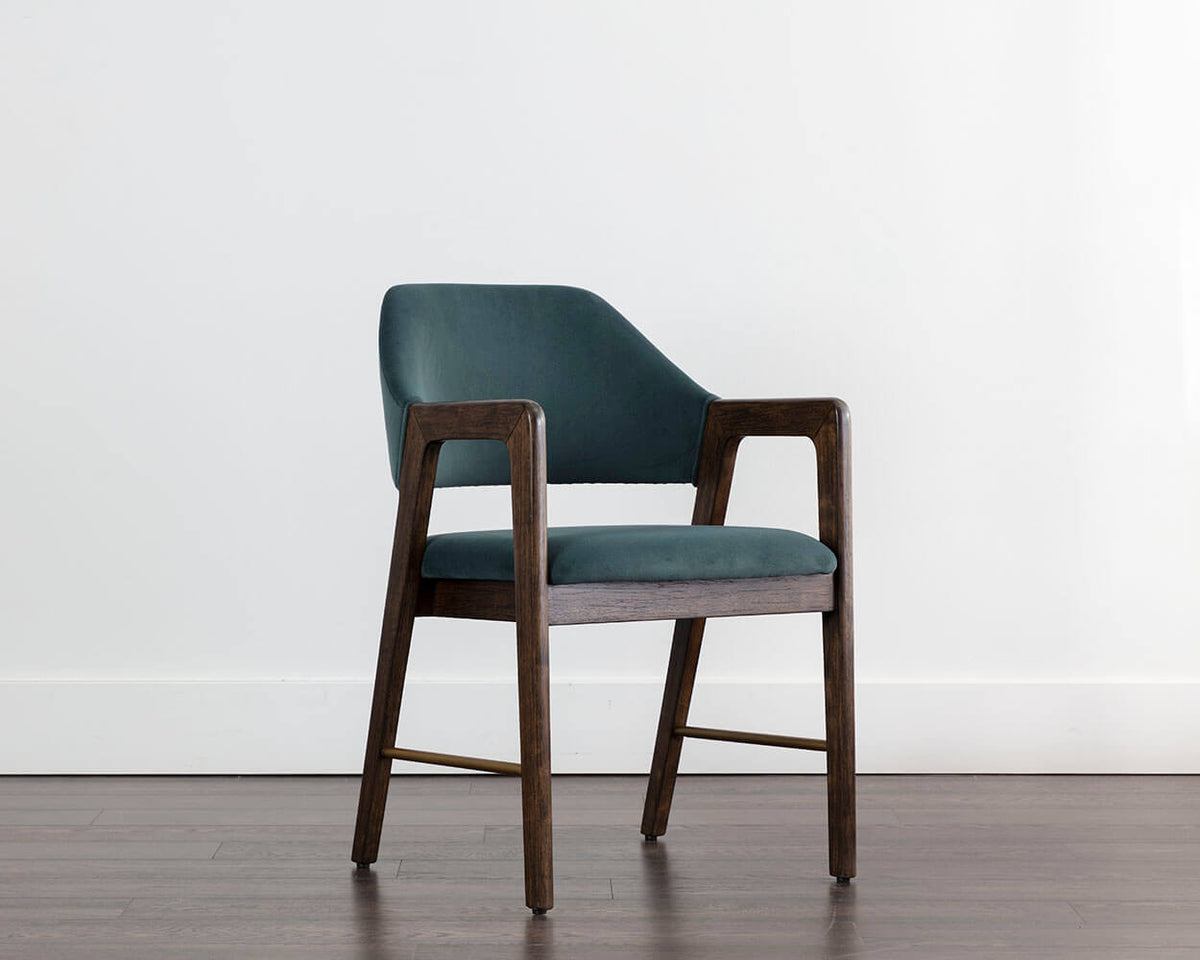 SUNPAN Milton Dining Armchair - Smoke Acacia - Meg Dusty Teal 109807