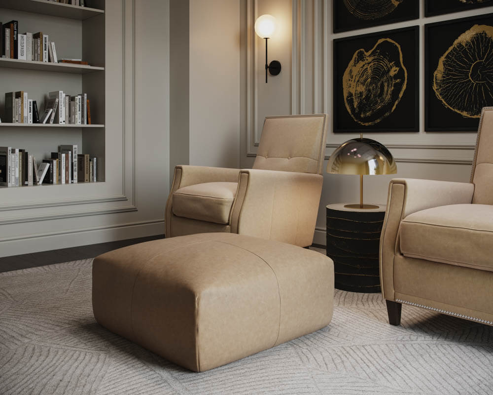 SUNPAN Elio Ottoman - Latte Leather 110145