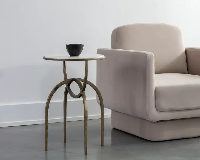 SUNPAN  Alicent End Table White Marble  110188