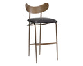 SUNPAN Gibbons Barstool - Antique Brass - Charcoal Black Leather 110366