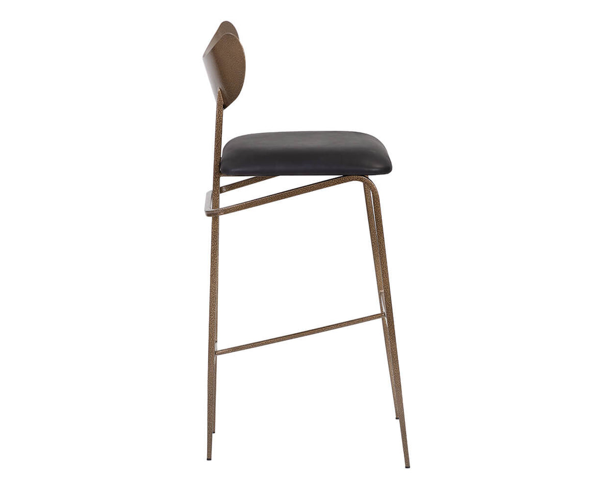 SUNPAN Gibbons Barstool - Antique Brass - Charcoal Black Leather 110366