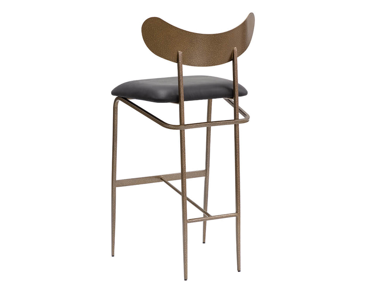 SUNPAN Gibbons Barstool - Antique Brass - Charcoal Black Leather 110366