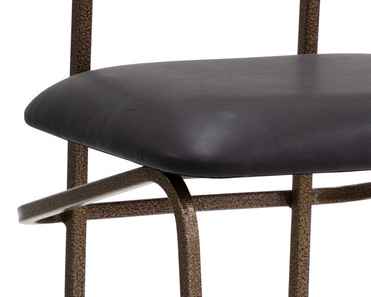 SUNPAN Gibbons Barstool - Antique Brass - Charcoal Black Leather 110366