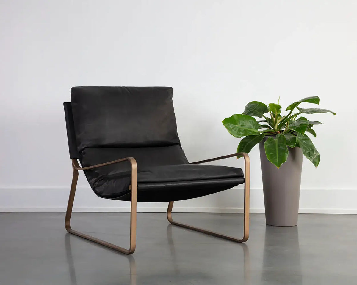 Sunpan Zancor Lounge Chair - Antique Brass Charcoal Black 110657