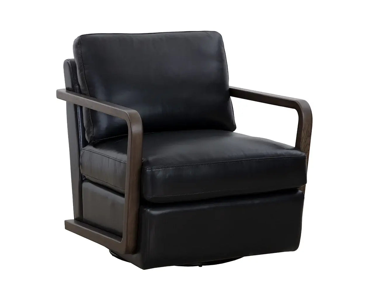 SUNPAN  CASTELL SWIVEL LOUNGE CHAIR - CORTINA BLACK LEATHER 111248