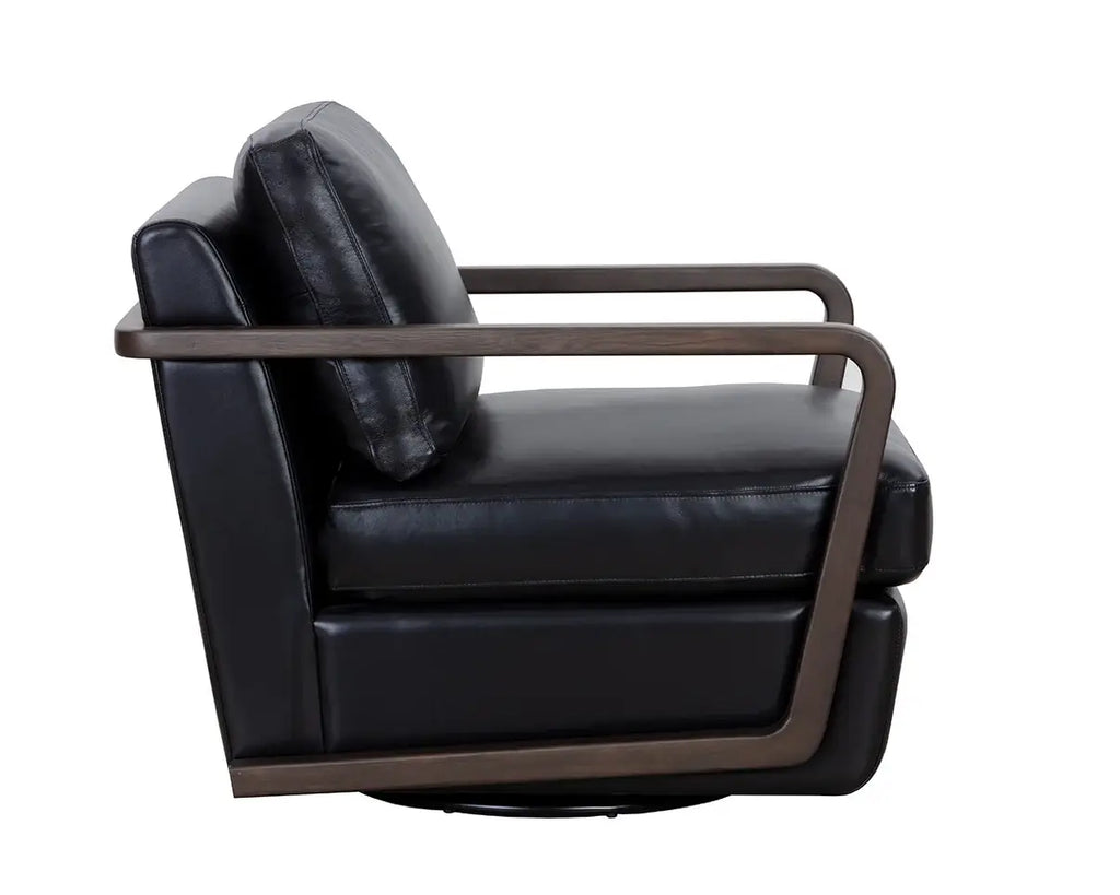SUNPAN  CASTELL SWIVEL LOUNGE CHAIR - CORTINA BLACK LEATHER 111248