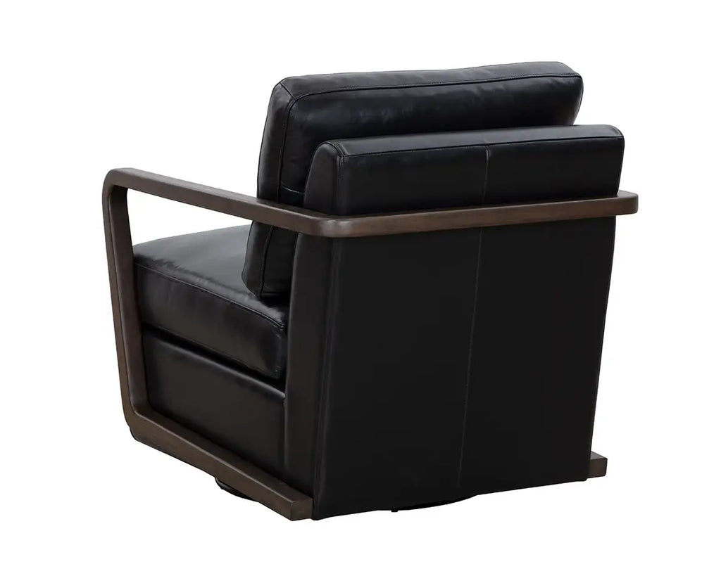 SUNPAN  CASTELL SWIVEL LOUNGE CHAIR - CORTINA BLACK LEATHER 111248
