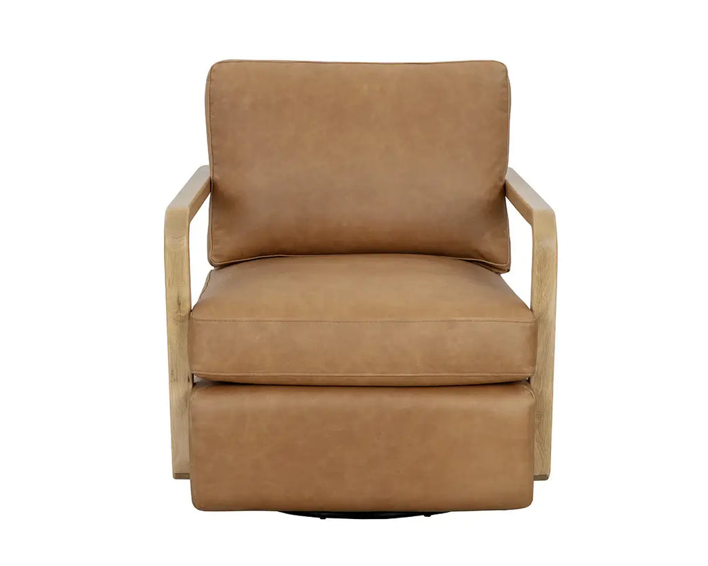SUNPAN  CASTELL SWIVEL LOUNGE CHAIR - LUDLOW SESAME LEATHER 111249