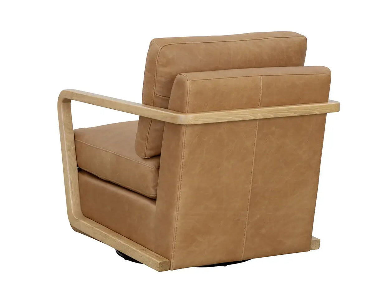 SUNPAN  CASTELL SWIVEL LOUNGE CHAIR - LUDLOW SESAME LEATHER 111249