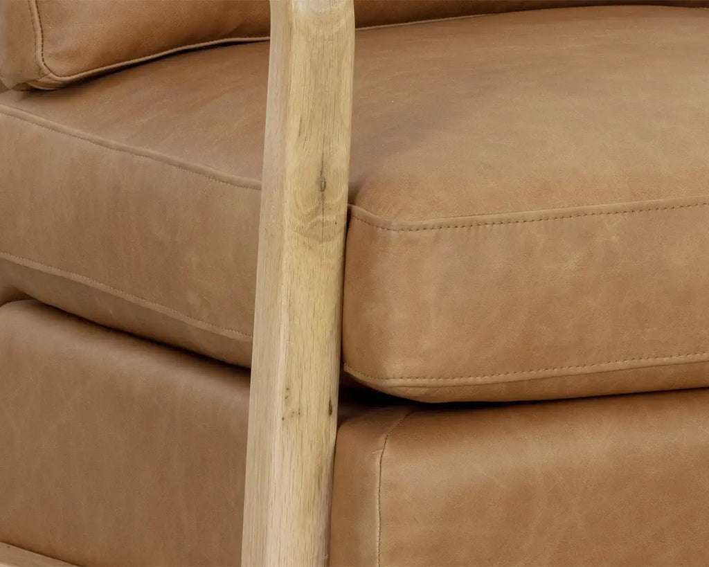 SUNPAN  CASTELL SWIVEL LOUNGE CHAIR - LUDLOW SESAME LEATHER 111249
