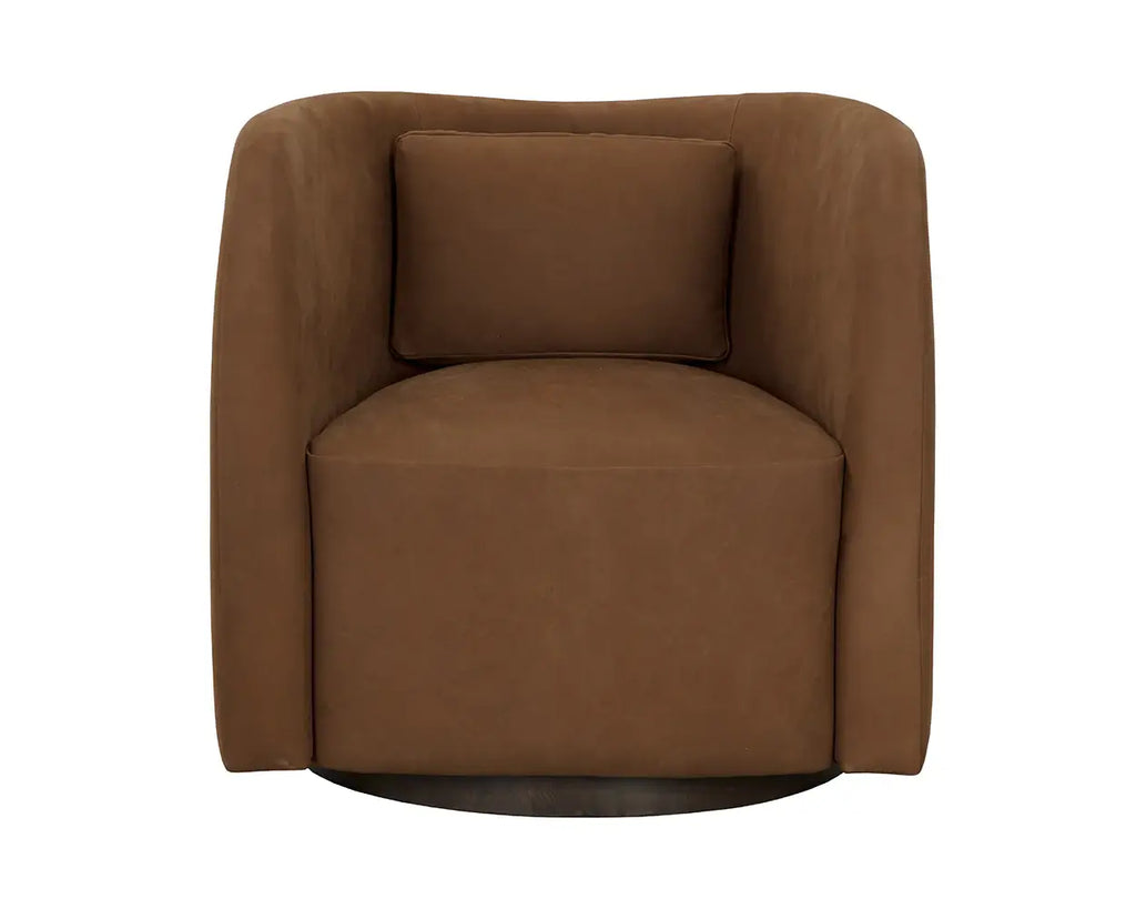 Sunpan Emilie Swivel Lounge Chair Nubuck Caramel 111067