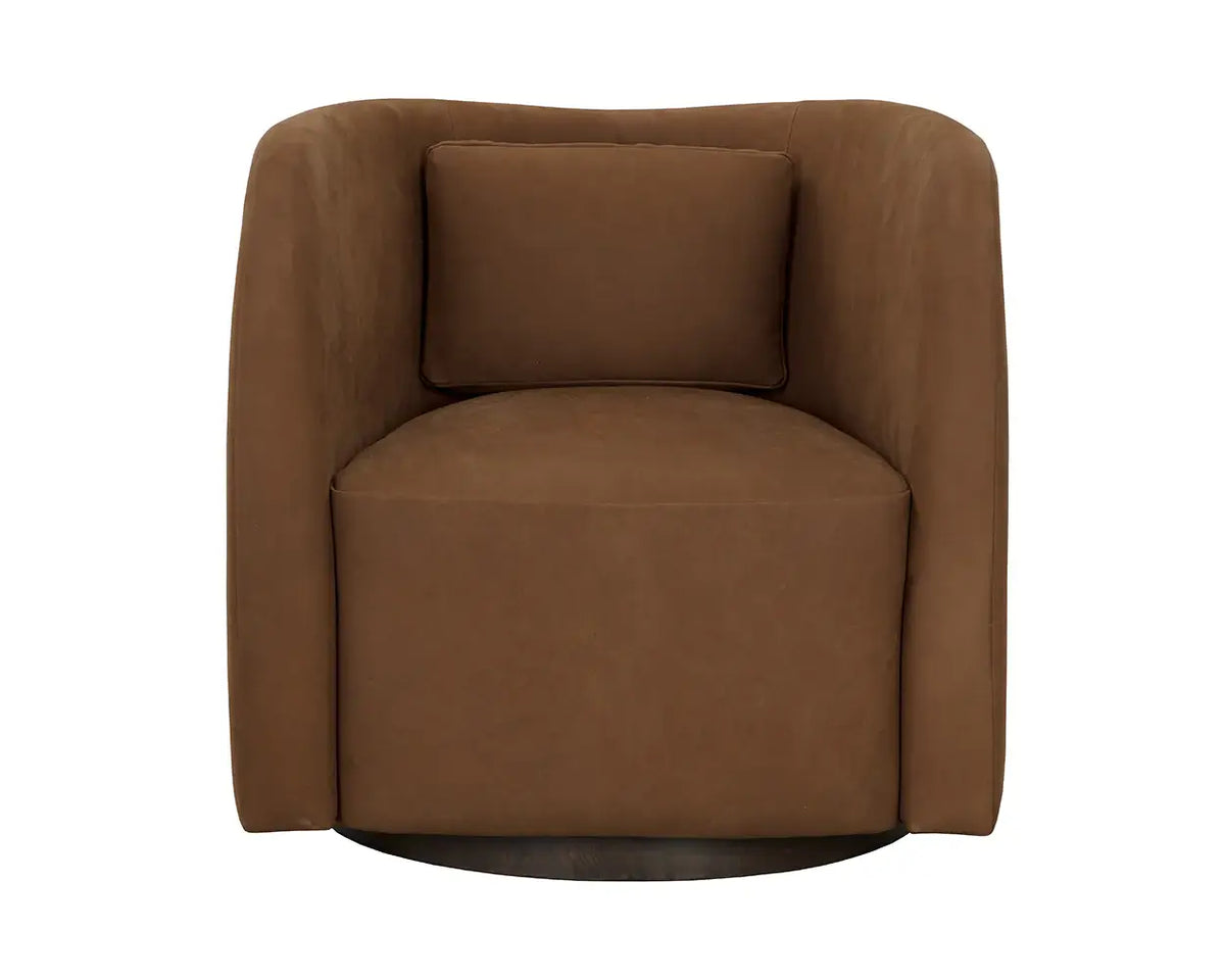 Sunpan Emilie Swivel Lounge Chair Nubuck Caramel 111067