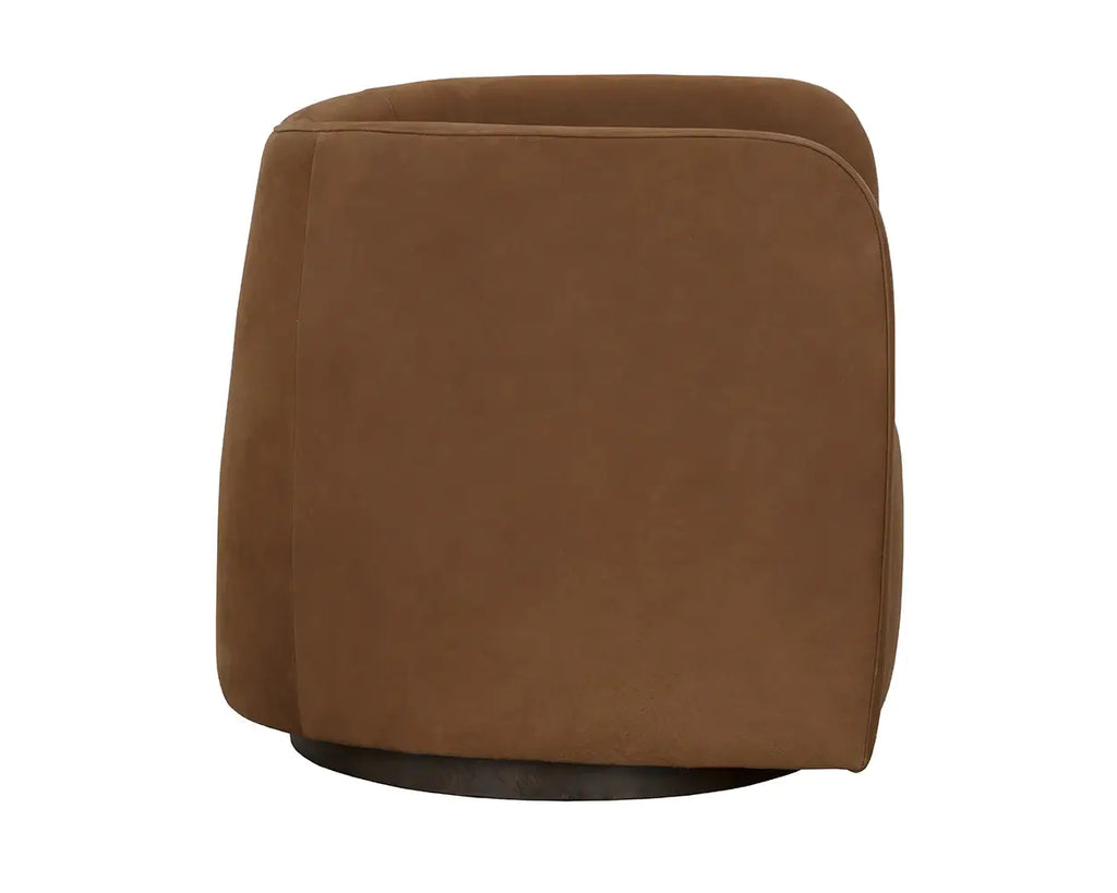 Sunpan Emilie Swivel Lounge Chair Nubuck Caramel 111067