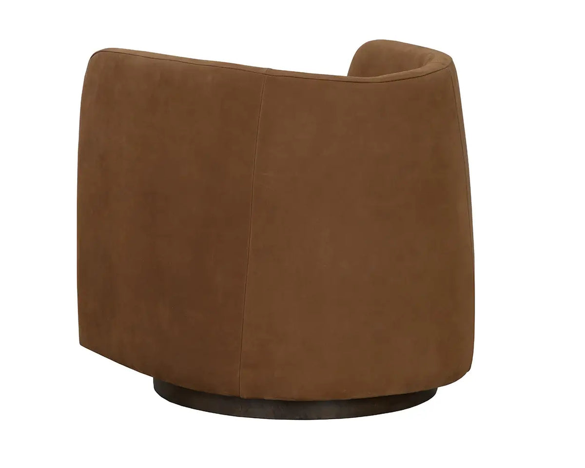 Sunpan Emilie Swivel Lounge Chair Nubuck Caramel 111067