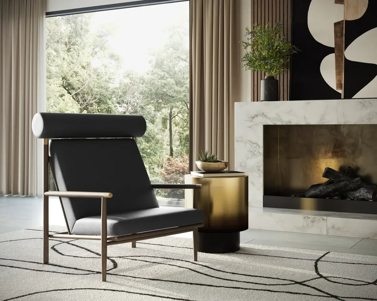 SUNPAN BIKO LOUNGE CHAIR - BLACK LEATHER 111342