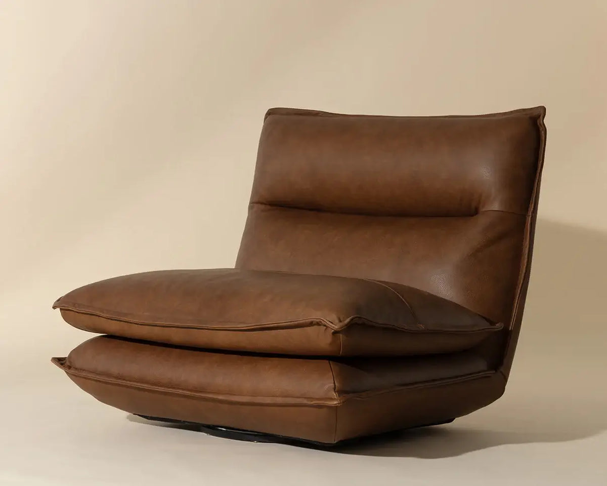 SUNPAN COLSON SWIVEL ARMLESS CHAIR - COGNAC LEATHER 111479