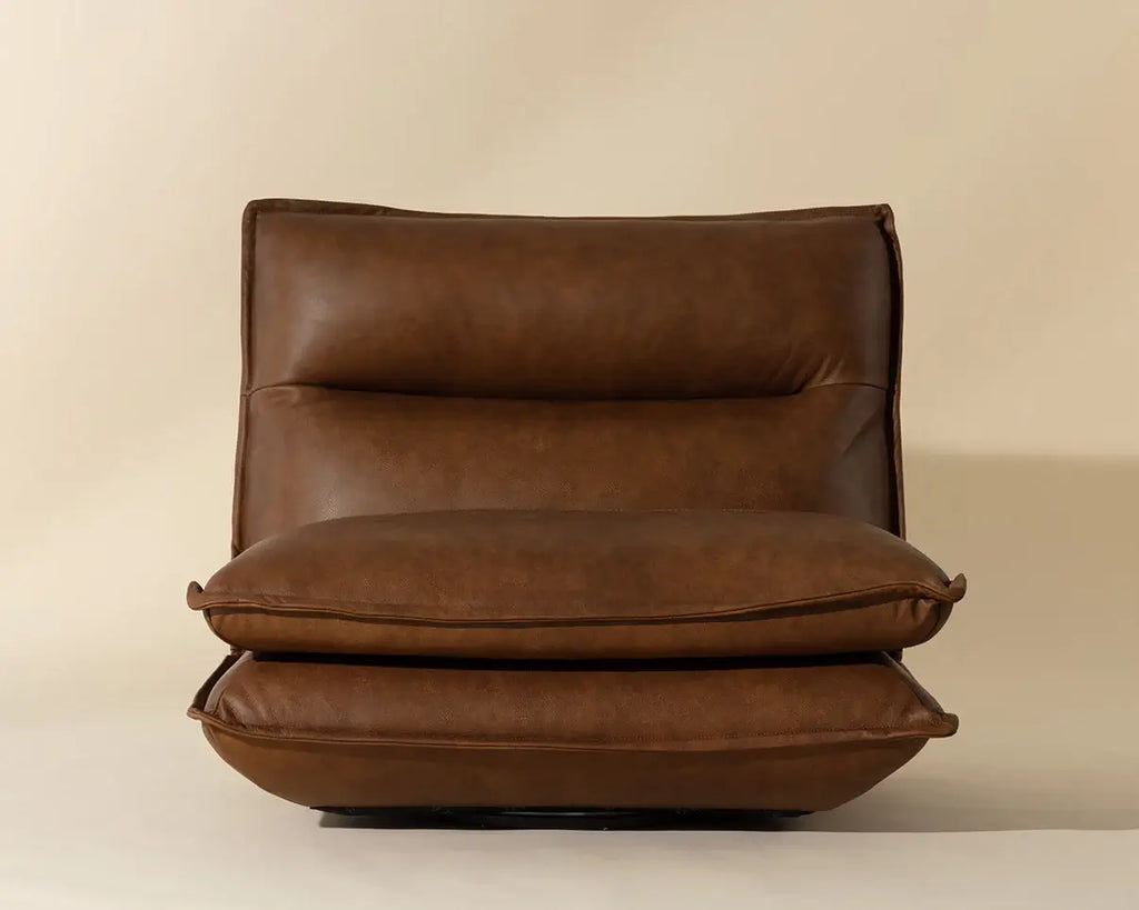 SUNPAN COLSON SWIVEL ARMLESS CHAIR - COGNAC LEATHER 111479