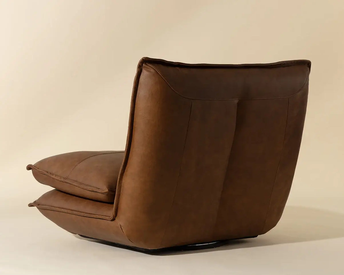 SUNPAN COLSON SWIVEL ARMLESS CHAIR - COGNAC LEATHER 111479