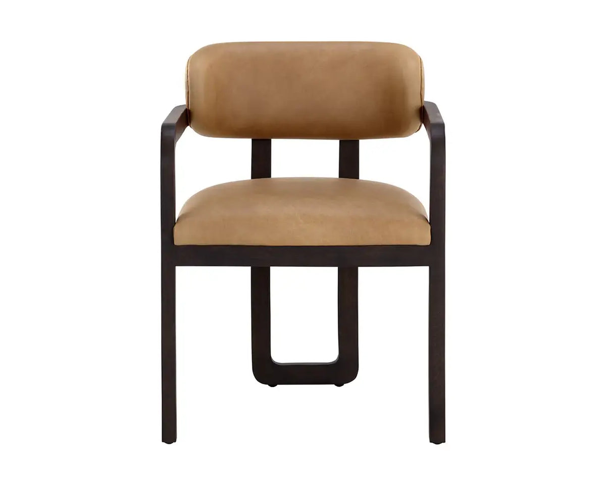 SUNPAN MADRONE DINING ARMCHAIR - BROWN - LUDLOW SESAME LEATHER 111583