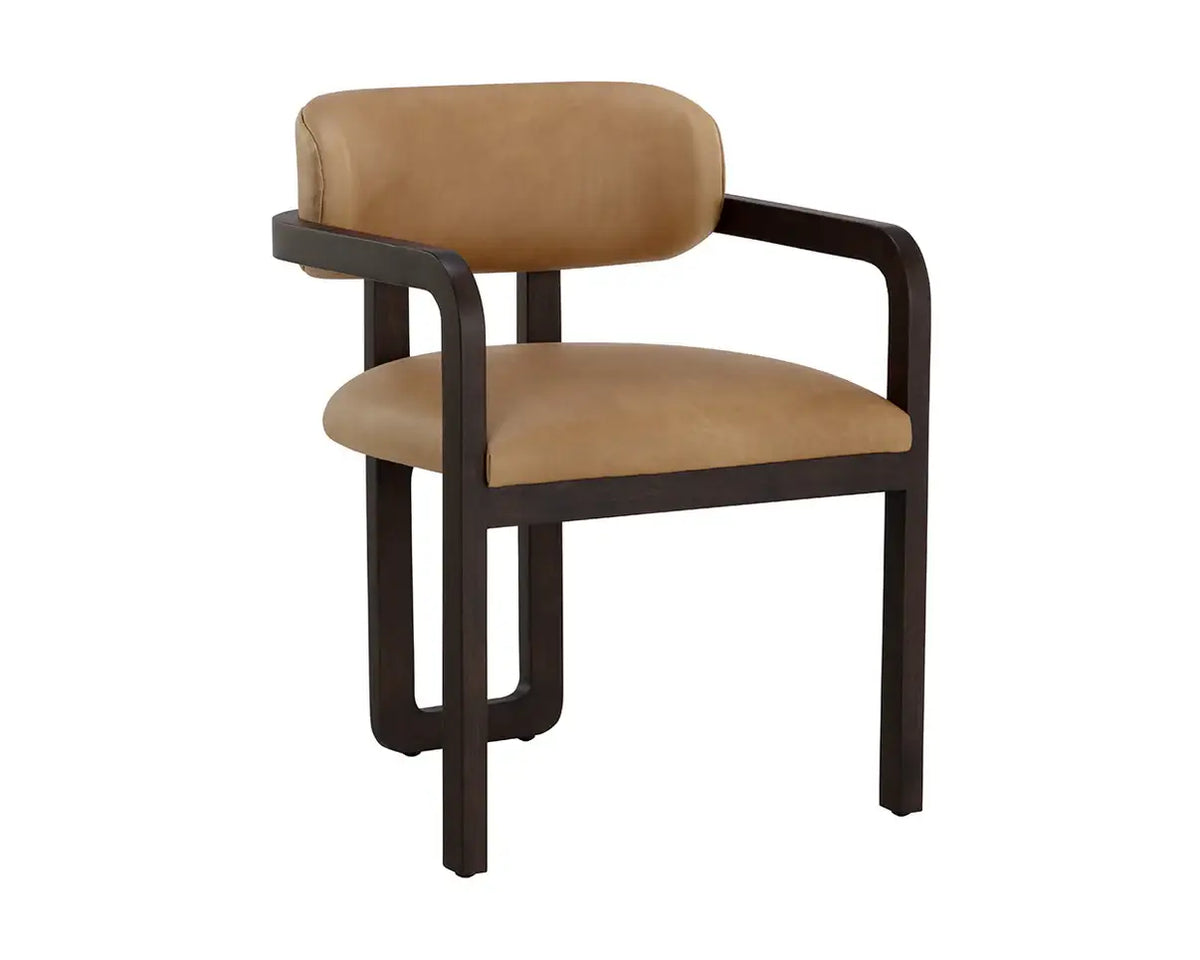 SUNPAN MADRONE DINING ARMCHAIR - BROWN - LUDLOW SESAME LEATHER 111072