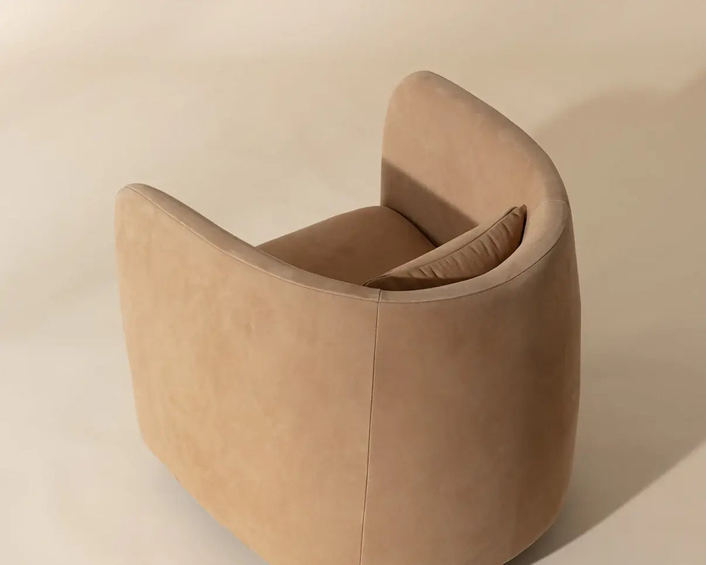 SUNPAN EMILIE SWIVEL LOUNGE CHAIR - NUBUCK TAN LEATHER 111763