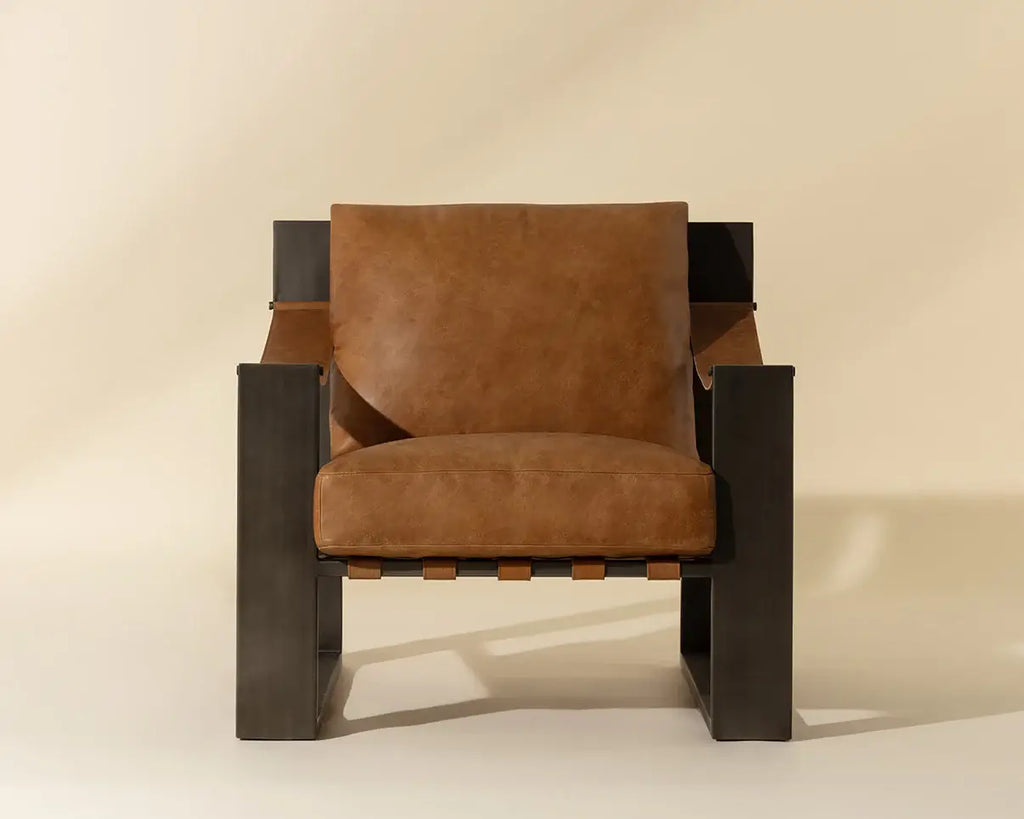 SUNPAN  BERKE LOUNGE CHAIR - GUNMETAL LEATHER 112075