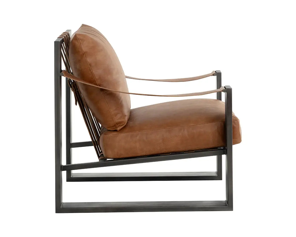 SUNPAN  BERKE LOUNGE CHAIR - GUNMETAL LEATHER 112075