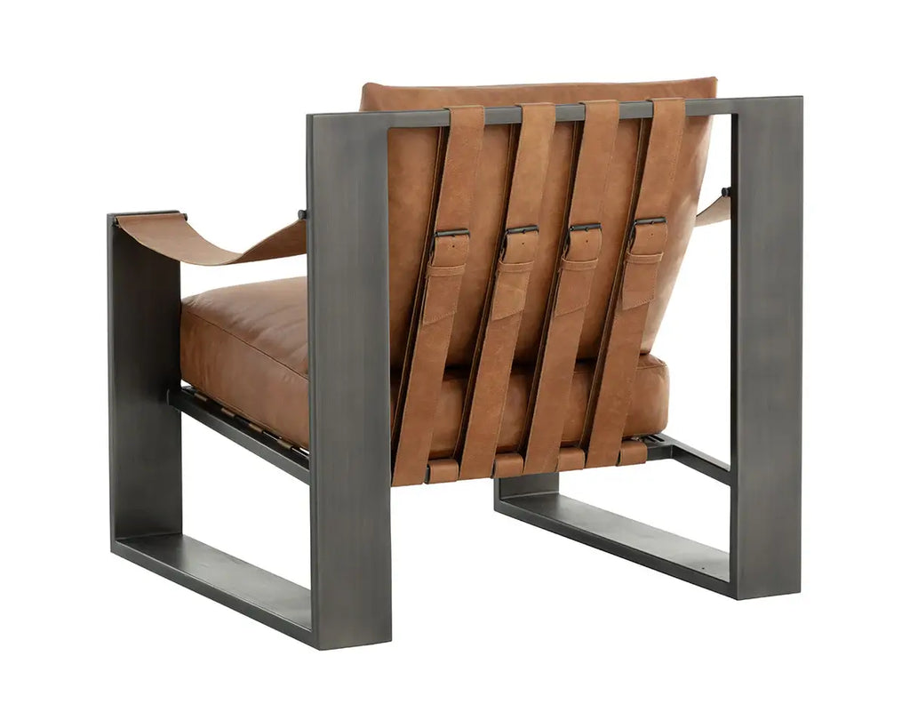 SUNPAN  BERKE LOUNGE CHAIR - GUNMETAL LEATHER 112075