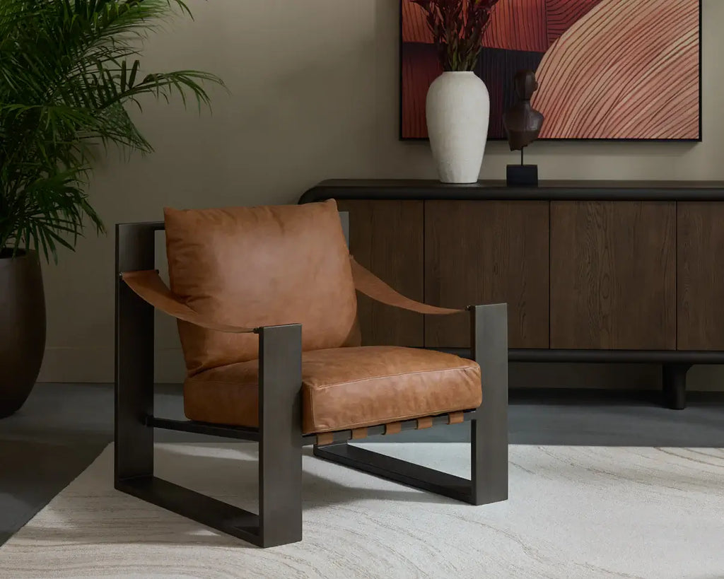 SUNPAN  BERKE LOUNGE CHAIR - GUNMETAL LEATHER 112075