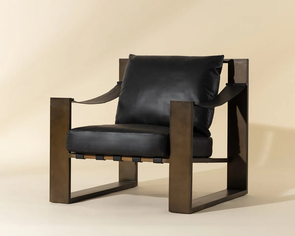 SUNPAN  BERKE LOUNGE CHAIR - CHARCOAL BLACK LEATHER 112076