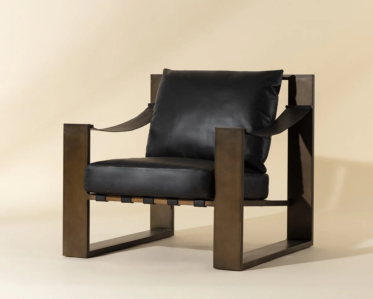 SUNPAN  BERKE LOUNGE CHAIR - CHARCOAL BLACK LEATHER 112076