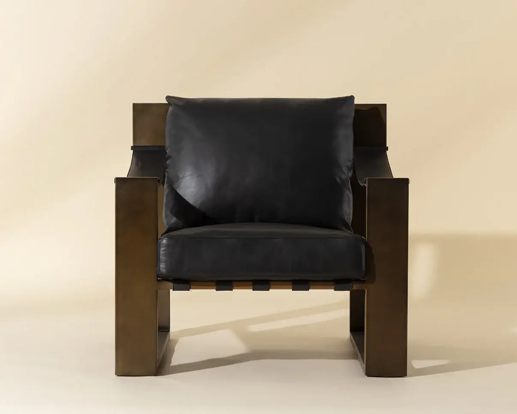SUNPAN  BERKE LOUNGE CHAIR - CHARCOAL BLACK LEATHER 112076