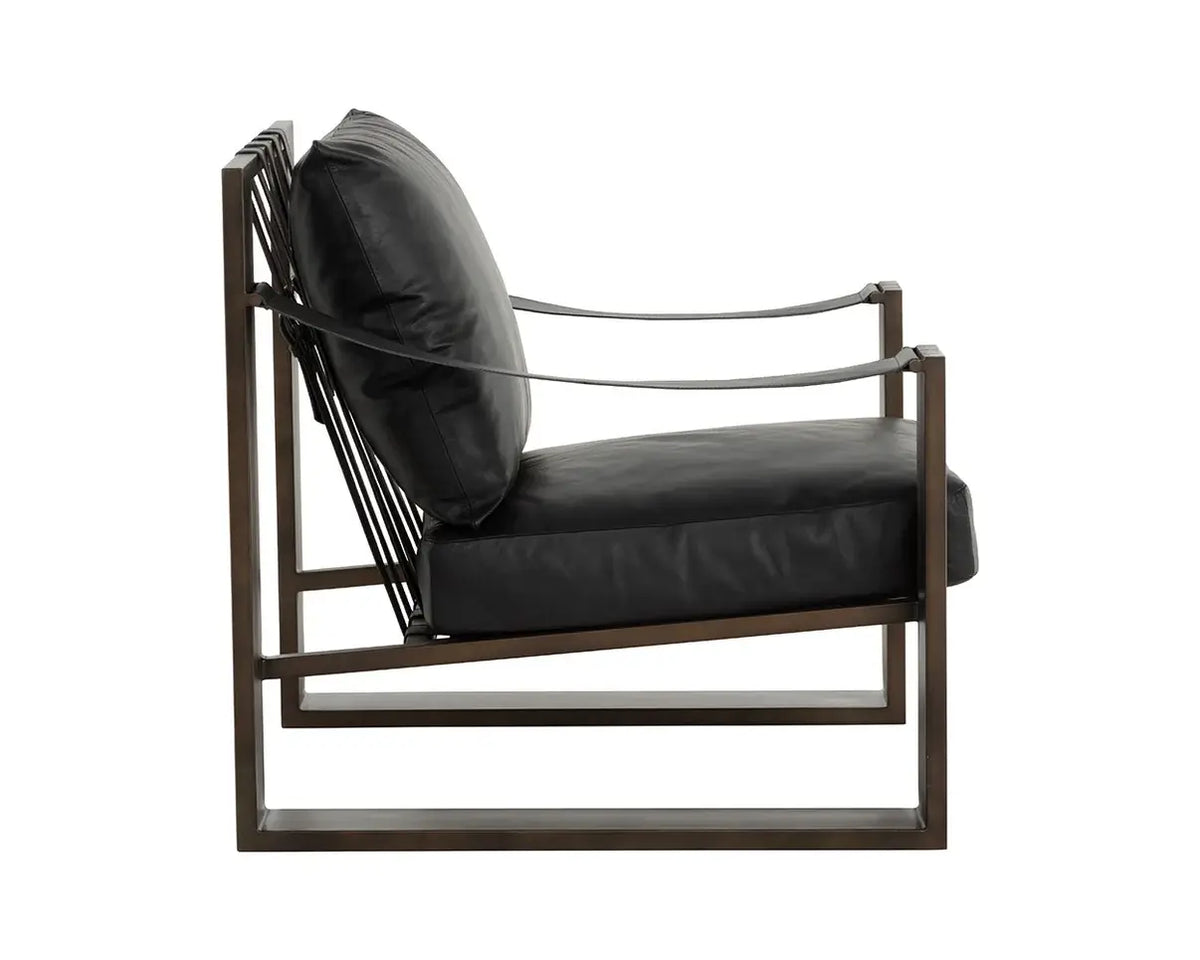 SUNPAN  BERKE LOUNGE CHAIR - CHARCOAL BLACK LEATHER 112076