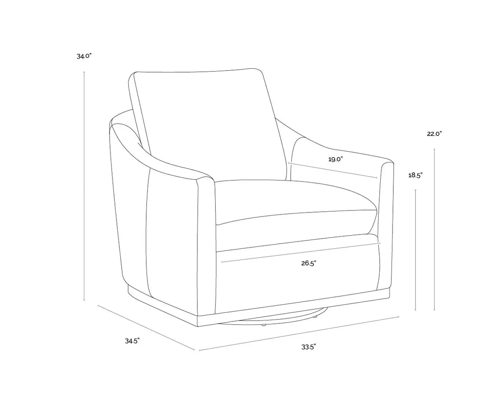 SUNPAN  CORBIN SWIVEL LOUNGE CHAIR -  ALINE BUTTERNUT LEATHER  112093