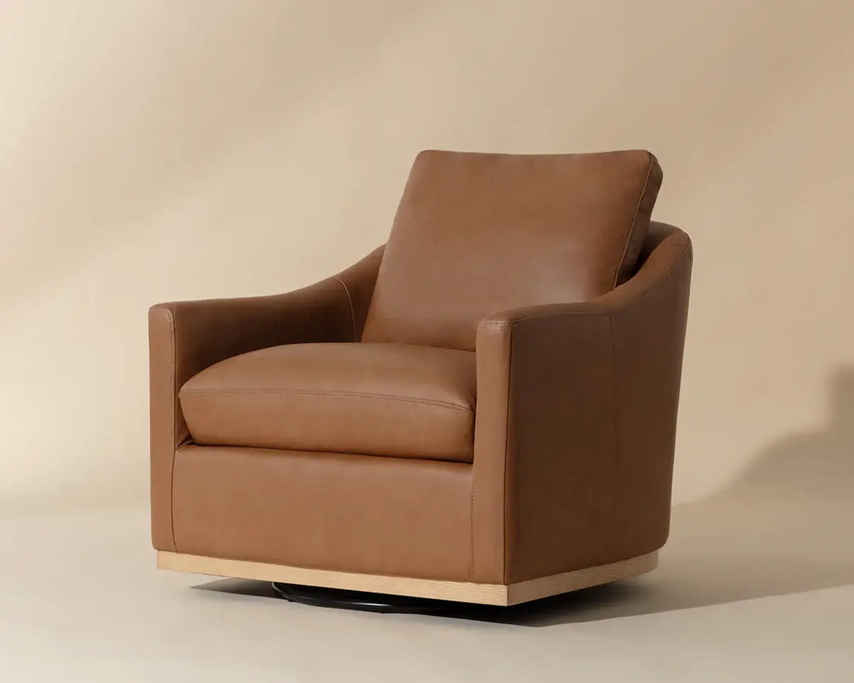 SUNPAN  CORBIN SWIVEL LOUNGE CHAIR -  ALINE BUTTERNUT LEATHER  112093