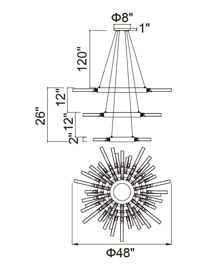 CWI LIGHTING COLLAR 63-LIGHT CHANDELIER 1121P48-63-602