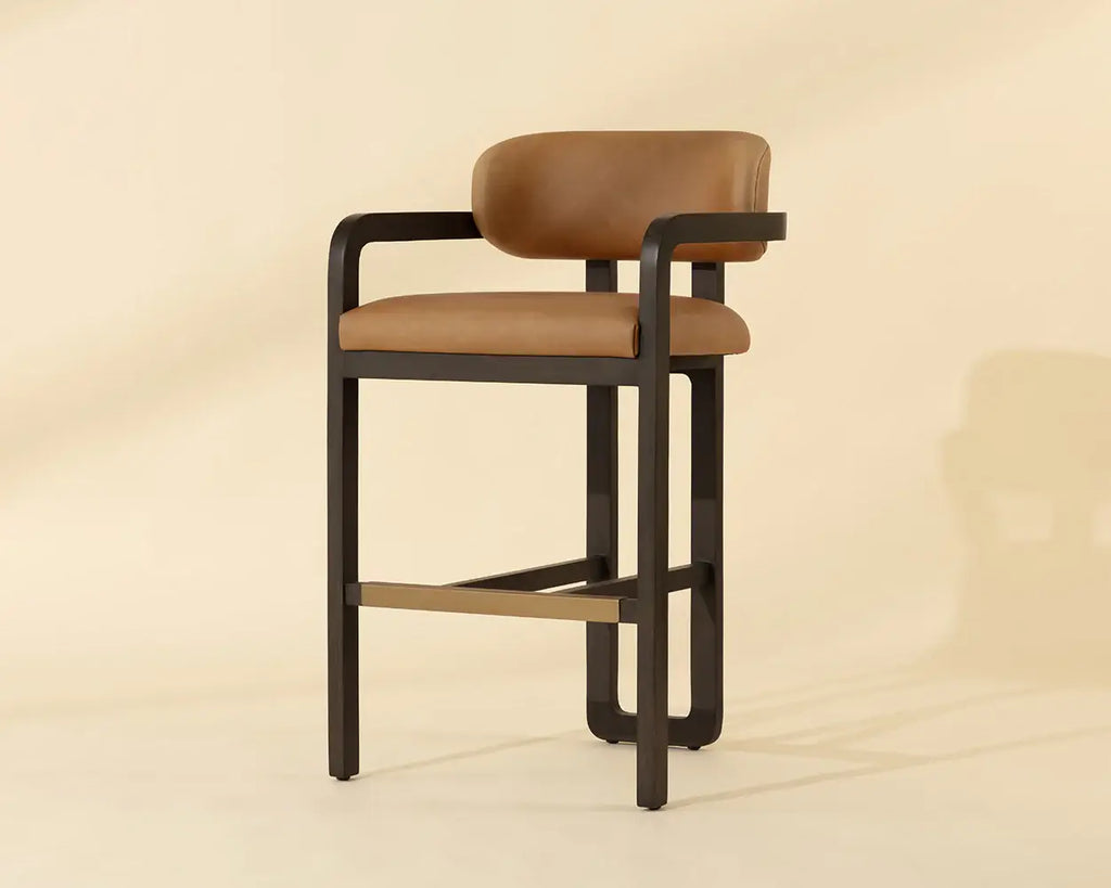 SUNPAN MADRONE BARSTOOL - BROWN - LUDLOW SESAME LEATHER 112385