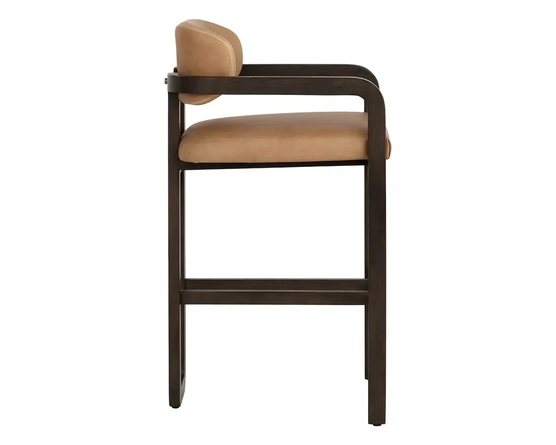 SUNPAN MADRONE BARSTOOL - BROWN - LUDLOW SESAME LEATHER 112385
